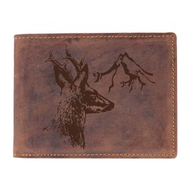 Greenburry Vintage Leather Wallet with Deer Motif 12 x 10 x 3 cm, brown, Vintage