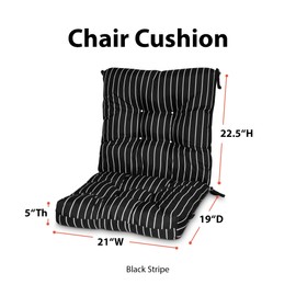 Classic Accessories 62-282-010401-EC Classic Patio Chair Cushion, Black Ink, Stripe, 21W x 19D (seat) x 22.5H (Back)