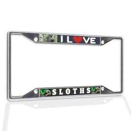 Fastasticdeals Metal Insert License Plate Frame I Love Sloths B Weatherproof Car Accessories Chrome 4 Holes Solid Insert
