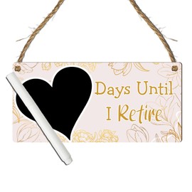 Days Until I Retire Countdown Plaque - Decorative Hanging Sign with Multiple Retirement-Themed Designs | Countdown Chalkboard Sign, (Gold Floral, With Pen, Small: 19 cm (H) × 9 cm (W))