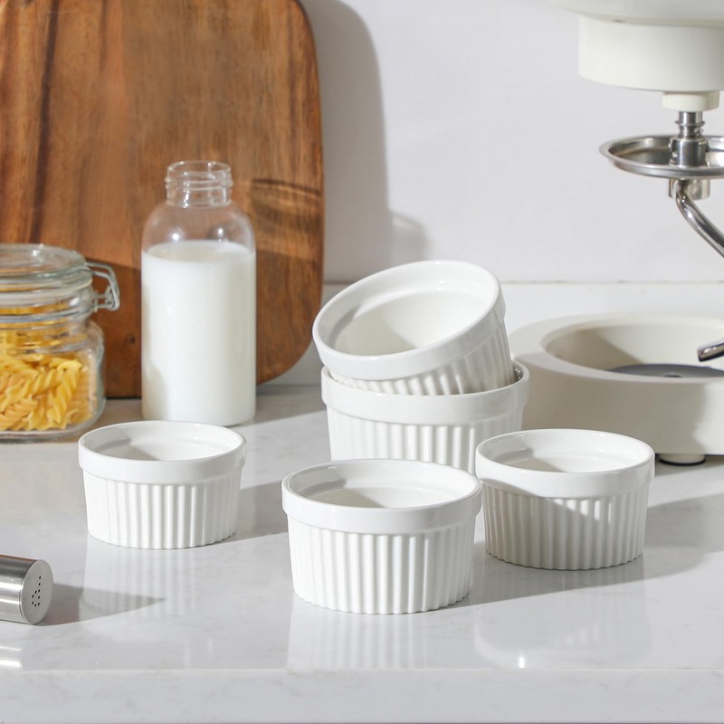 MALACASA Ramekins 8 oz Oven Safe, Porcelain Creme Brulee Ramekins