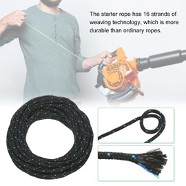 M METERXITY Recoil Starter Rope Pull Cord 6mm 10m Pull Starter Rope with Handles Nylon Pull Cord Pull Starter Rope for Mower/Chainsaw/Trimmer/Brush Cutter [Black Blue,Black]