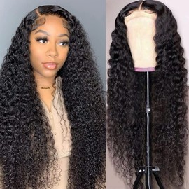 ROYAL IMPRESSION Deep Wave Lace Front Wigs Human Hair 4x4 HD Transparent Lace Closure Wigs for Black Women Glueless Wigs 180% High Density Human Hair Wigs Pre Plucked with Baby Hair (16 Inch)