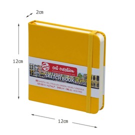 Talens T9314-114M Art Creations Sketchbook, Drawing Notebook, 4.7 x 4.7 inches (12 x 12 cm), Golden Yellow, Thickness: 4.1 oz/sq ft (140 g/m2), Fine, Acid Free Paper, 80 Sheets Bound
