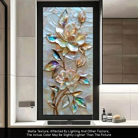 Starlit Patio Pearlescent Floral Window Film Static Cling Decorative Privacy Glass Sticker No Glue Frosted Embossed Flower Decal for Bedroom Vanity Room Panels Doors 17.7x39.3 inch