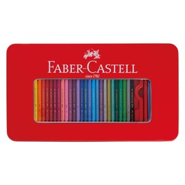 Faber Castell TFC-WCP/60C Watercolor Pencils, Flat Tin, Set of 60 Colors