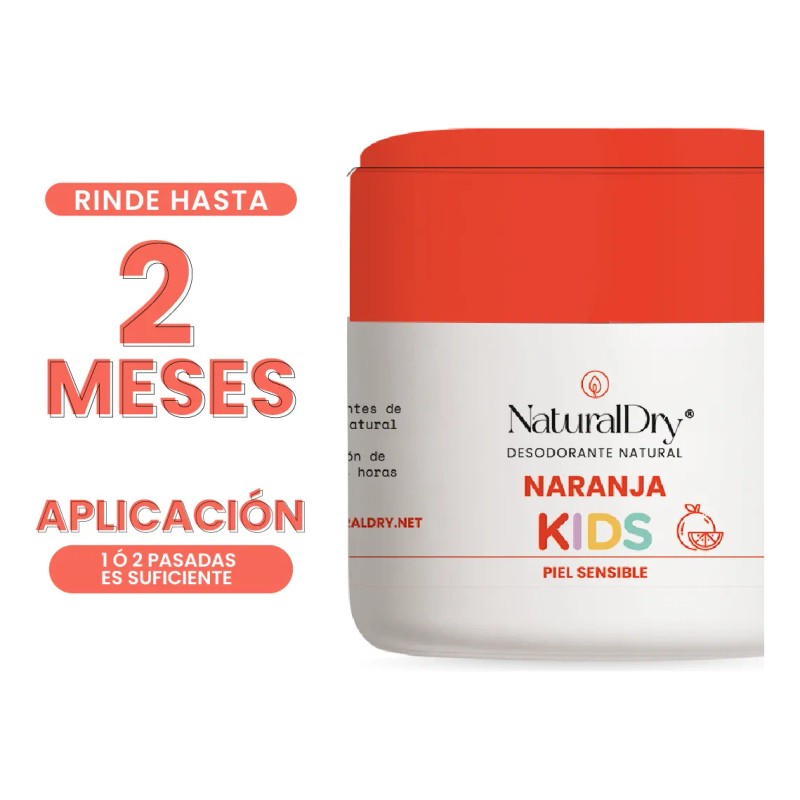 Pqt 3 Desodorante Natural Kids Piel Sensible Sin Bicarbonato Naranja