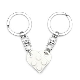 Tebliomro Heart Keychain Set Matching Couples 10th 11th Anniversary Christmas Gifts for Boyfriend Girlfriend Valentine Gift -White