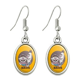 Sesame Street Bert and Ernie Bros Novelty Dangling Drop Oval Charm Earrings