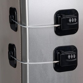 KIZZHISI Refrigerator Lock (2 Pack), Heavy Duty Combination Fridge Lock, for Fridge, Cabinets, Window, Drawers and Child Safety Cabinet Locks, Strong Non-Marking Adhesive No Drilling (Black)