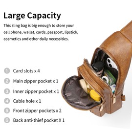 GAEKEAO Sling Bag for Women Crossbody Bags Fanny Pack Vegan Leather Chest Bag Travel Shoulder Belt Purse Backpack Gifts