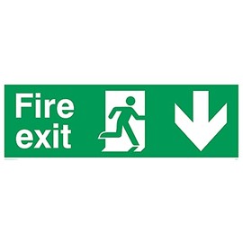 Fire Exit â€“ Down Sign - 300x100mm - L31