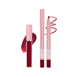 KXmzeG Matte Lip Liner Lip Gloss Set, Long Lasting Waterproof Lip Gloss Set, Long-Lasting And Hydrating Beauty Daily Cosmetics Gift for Girls,High Pigment Not Easy to Lip Stains, Rich Red