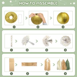 Baby Shower Decorations Sage Green-Welcome Baby Banner, Paper Lanterns,Pom Poms Flowers Tassels, Circle Dots Garland, Gender Neutral Baby Shower Decor Birthday Party Decorations for Girl Boy