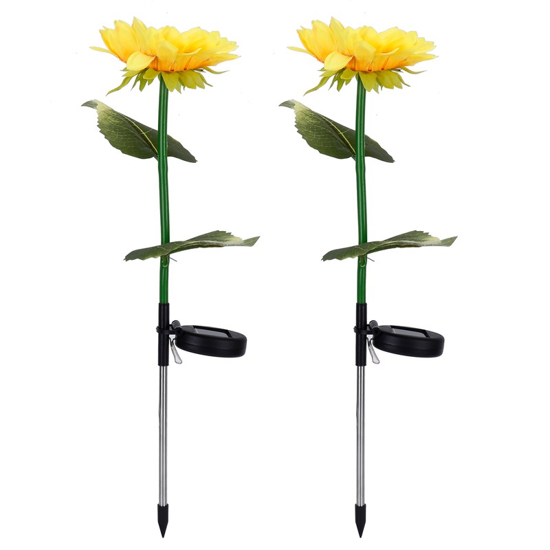 2Pcs Solar Powered LED Lamp Artificial Flower Light Garden Courtyard