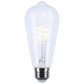 Satco S11520 LED Bulb, ST19, 6W (40W Eq), 2700K Warm White, Flex Gray Coil Filament, Medium Base E26, Dimmable, 500 Lumens, Clear Glass, Vintage Style, 120V, Enclosed Fixture Rated