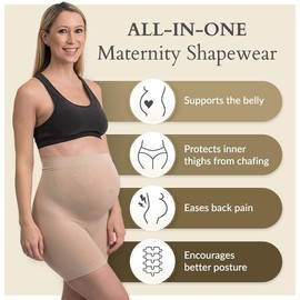 Belevation Womens Maternity Shapewear Mid-Thigh Pettipant Small Black