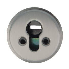 Amig Safety sign for locks with anti-drill plate, model 30, diameter 65 mm, solid outer ring, with screws and bracket, chrome-plated brass, matt