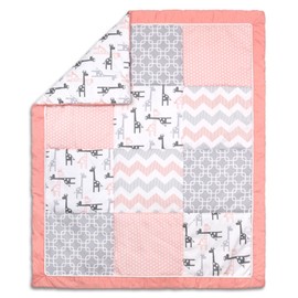 Uptown Girl Giraffe and Geometric Patchwork Baby Crib Quilt by The Peanut Shell