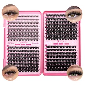 Selawasty Lash Clusters 640pcs Natural Lash Extension Individual Cluster Eyelash Russian Lash Clusters Individual Lashes Eyelash Clusters Natural Look Eyelashes for DIY at Home(9-16MM,20D,30D,40D,50D)