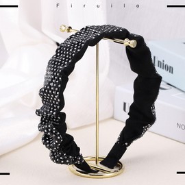 Firuilo Wide Colorful Headbands Rhinestones Crystal Hair Bands Sparkly Bling Pleated Hair Hoop Party Hair Accessories for Women(AB Crystal) (Type B)