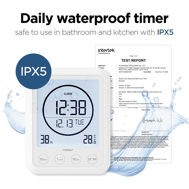 mooas Visual Shower Clock Digital Bathroom Shower Clock Waterproof Shower