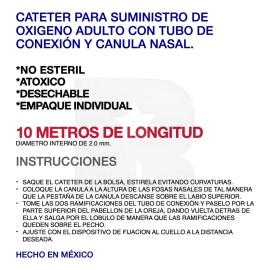Catter Nasal para Oxgeno 10 Metros Adulto Transparente Dip-Mac                                                                                        