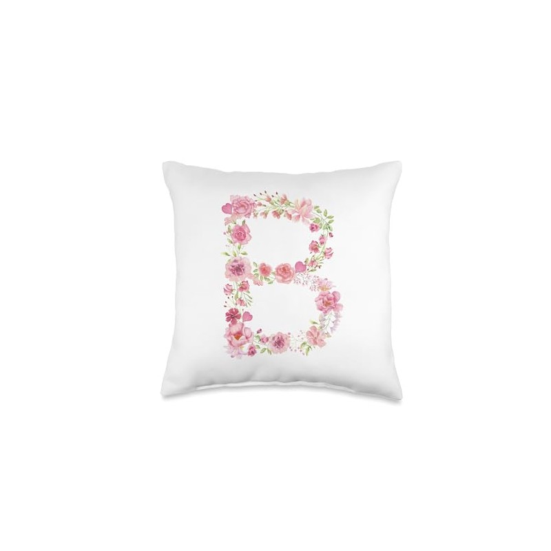 Cool Initial Alphabet Monogram Flowers Gifts Floral Letter B Throw