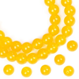 AD Beads Natural Gemstone Round Loose Beads 15" for Bracelet Necklace Earrings Jwelery Making Crafts DIY (10mm, Yellow Jade)