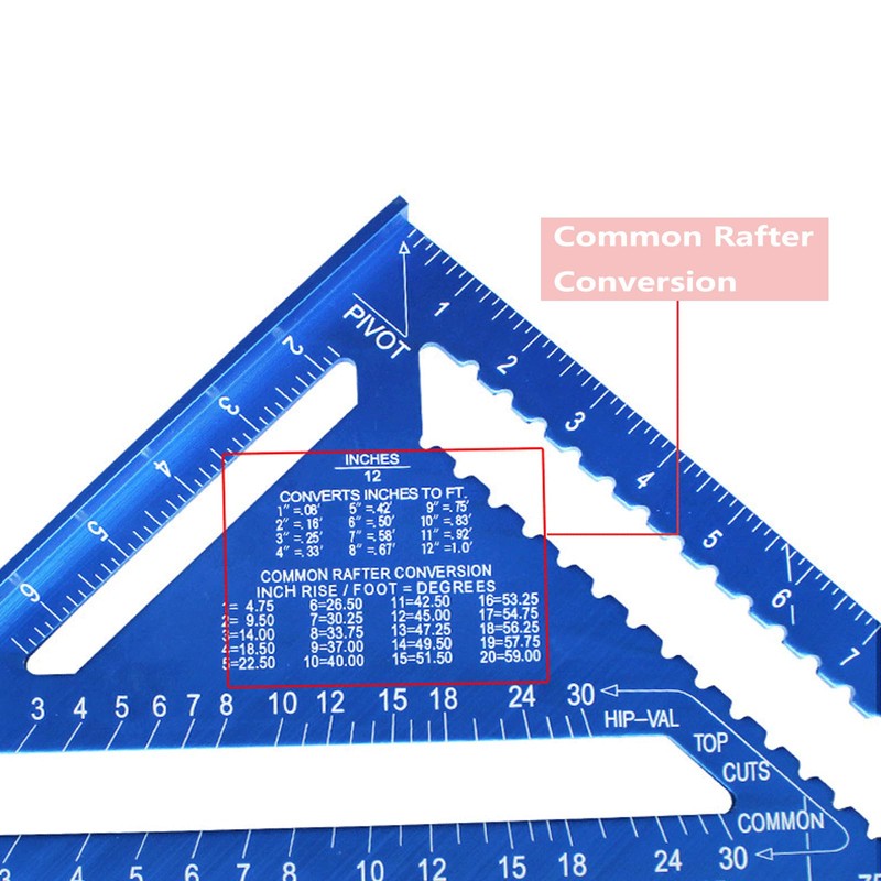 12-inch Carpenter Square Measuring Layout Tool, Aluminum Triangle Ruler Imperial