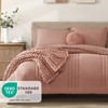 Monbix Queen Comforter Set - 7 Pieces Clay Pink Bed