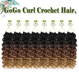 GoGo Curl Crochet Hair for Women 8 Packs Water Wave Crochet Hair 12 Inch Curly Braiding Hair Ocean Wave Crochet Hair Beach Curl Crochet Hair Synthetic Hair Extensions(1B/30/27#)