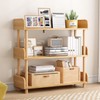 MXV 3-Tier Wooden Open Bookshelf, Modern Display Shelf with Standing