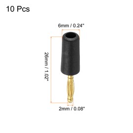 PATIKIL 10 Pack Banana Plugs Connector Speaker Banana Plug Connectors Solder Type 2mm Gold-Plated Copper Black for Speaker Wires, Sound Systems, Video Receivers, Home Theater