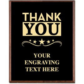 Corporate Employee Recognition Plaques - 7 x 9 Thank You Gold Etched Recognition Trophy Plaque Award Prime