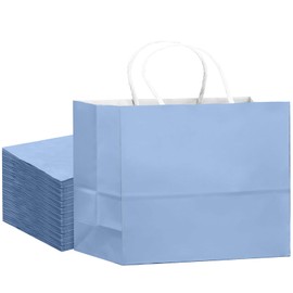 qiqee 24PCS Large Gift Bag with Handles Bulk 13"x4.5"x10" Gift Bags Light Blue Bags Multiple Uses (32x11x25cm,Wide Large)