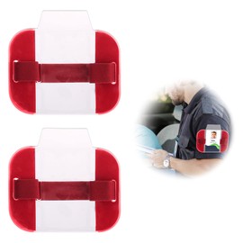 LdawyDE Sia Badge Holder Armband, 2 Pc Arm Badge Holder Red Armband License ID Card Insignia Holders with Adjustable Arm Band Strap for Medical Security Warehouse Factory Staff Doorman