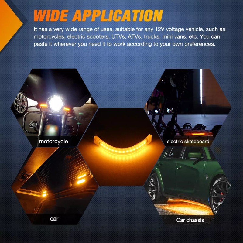 Nilight 2PCS 5Inch LED Motorcycle Turn Signal Tail Light Strips