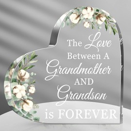 Jetec Grandma Christmas Gift Grandma Birthday Gift Acrylic Heart Shape Butterfly Shape Grandma Sign from Granddaughter Grandson Thoughtful Grandmother Gift Ideas(Grandson)