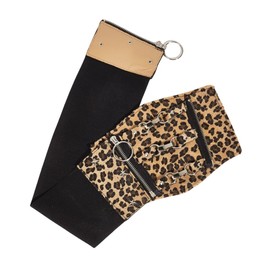 VONNST Women's Elastic Leopards Print Wide Belts Vintage Stretchy PU Belt Retro Fashion Cinch Belts for Jeans Dresses