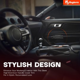 Rogierra Interior Door Handle Cover Trim Door Bowl Stickers Interior Decoration Accessories Compatible with Ford Mustang 2015-2024 (Carbon Style)