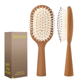 Jurrissa Detangler Hair Bursh for Women Girls Boy and Kids, Small Paddle Brush for Detangling, Protable Travel Size Hair Brush, Suit for All Hair Types, Wet and Dry Hair(1 Pack-Brown)