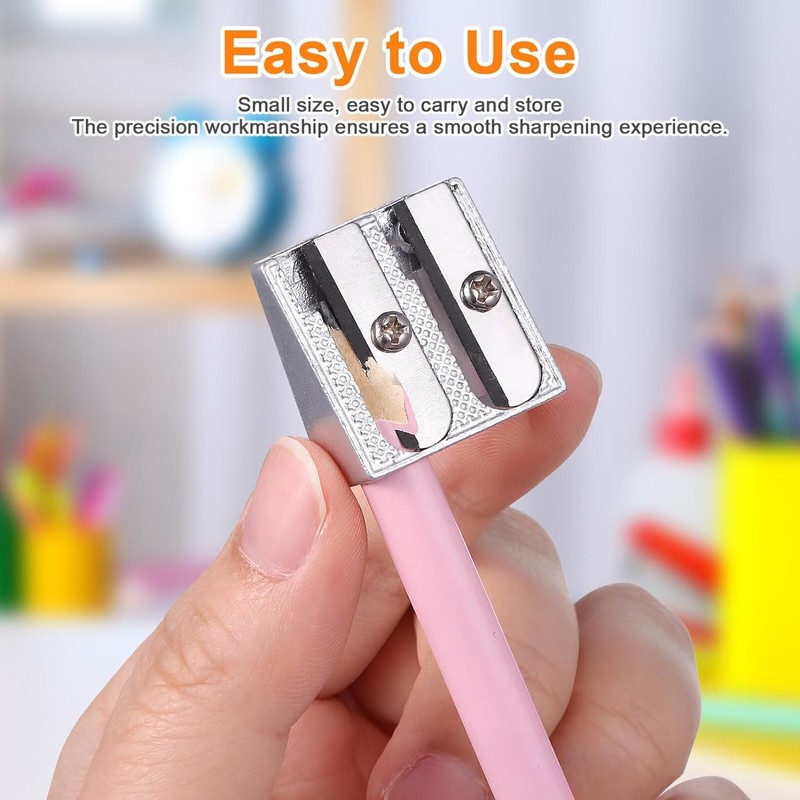 4 Pcs Pencil Sharpeners Set, 2 Pcs Double Hole &