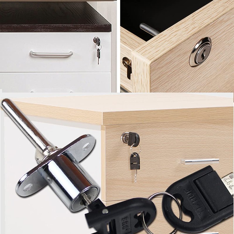 CL-Lin 2 Piece Drawer Lock Silver Plunger Lock with Key
