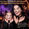 4Pcs Crystal Cat Face Gems Stickers, Halloween Cat Print Gem