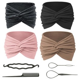 4 Pieces Women'S Wide Hairband And 4 Pieces Hairpin, Hair Style Making Tools, Retro Hairband, Simple Hair Accessories.