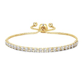 Philip Jones Gold Plated I Couldn't Say I Do Without You Solitaire Friendship Bracelet Created with Zircondia® Crystals