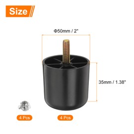 sourcing map 2 inch Plastic Furniture Legs, Set of 4 Round Tapered Table Sofa Cabinet Bed Legs, Replacement Furniture Couch Feet with M8 Hanger Bolts