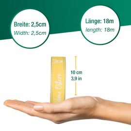 Halbach Silk Ribbons Print Ribbon Easter | 25 mm x 18 m | Decorative Ribbon for Easter Lettering "Schöne Ostern" | Linen Ribbon for Easter Gifts | Colour: Lemon / White