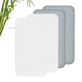 Yuehuamech 4 Pieces Quilted Waterproof Baby Nappy Changing Pad Liner Washable Reusable Nappy Changing Pads for Bassinet Pram Bed 68 x 37 cm / 26.5 x 14.3 Inches